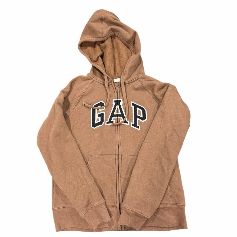 GAP Women's Spellout Heritage Fleece Zipup Chocolate Brown - Small - Picture 3 of 5